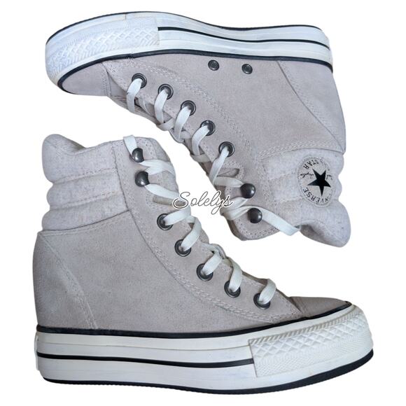 Converse 2016 Platform Plus Collar Suede Hidden Wedge Portrait Gray Sneaker 5.5 - Picture 10 of 11